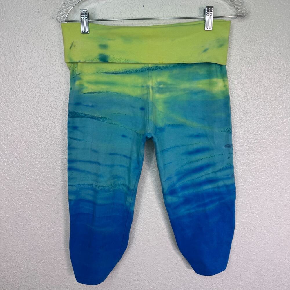 Hard Tail Forever Y2K Yoga Pants Women Large Tie Dye Fold Over Crop Pedal Pusher